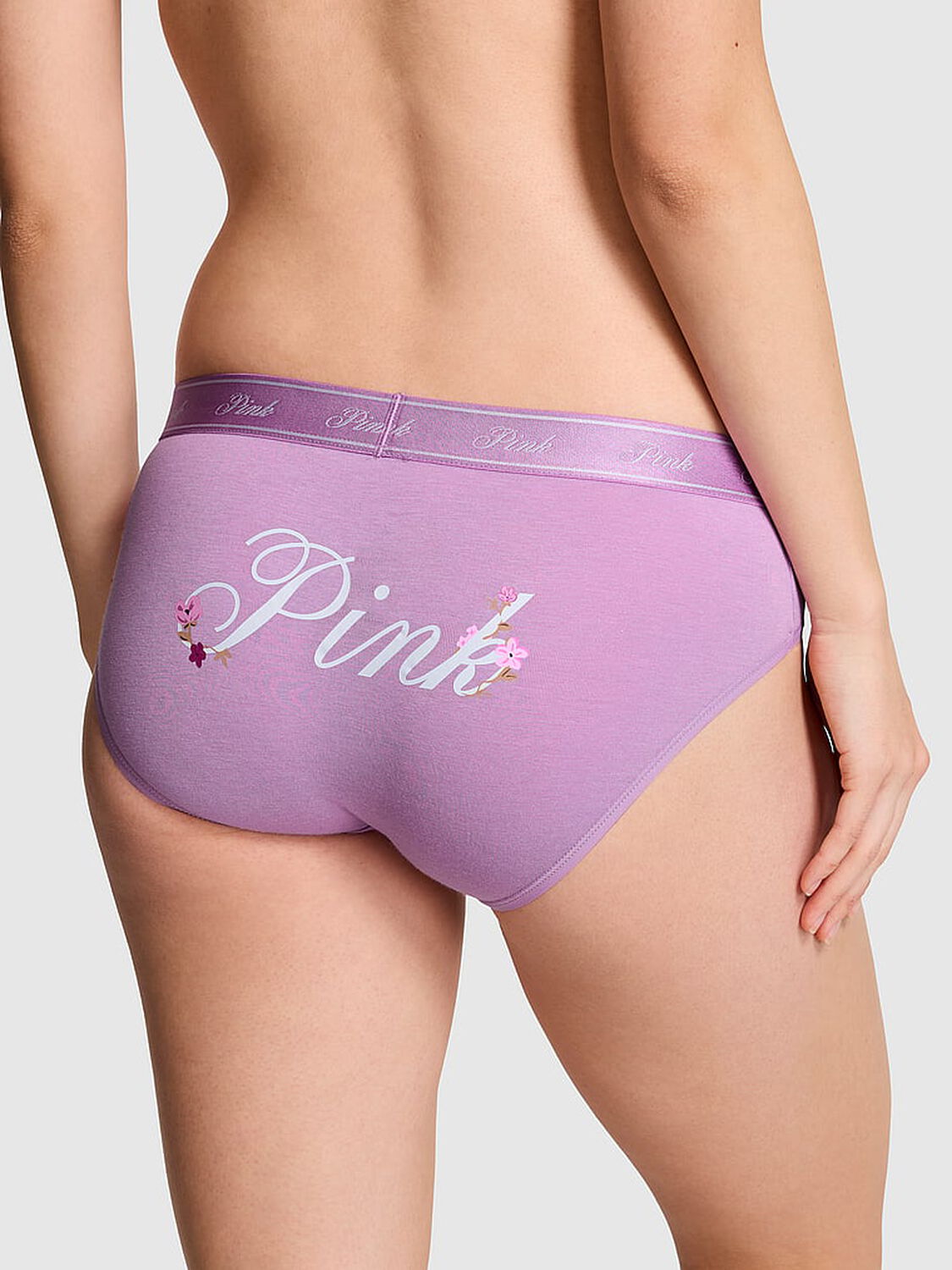 vs Pink Logo Cotton Hiphugger Panty Light Lilac "Pink" Floral 2 of 3 