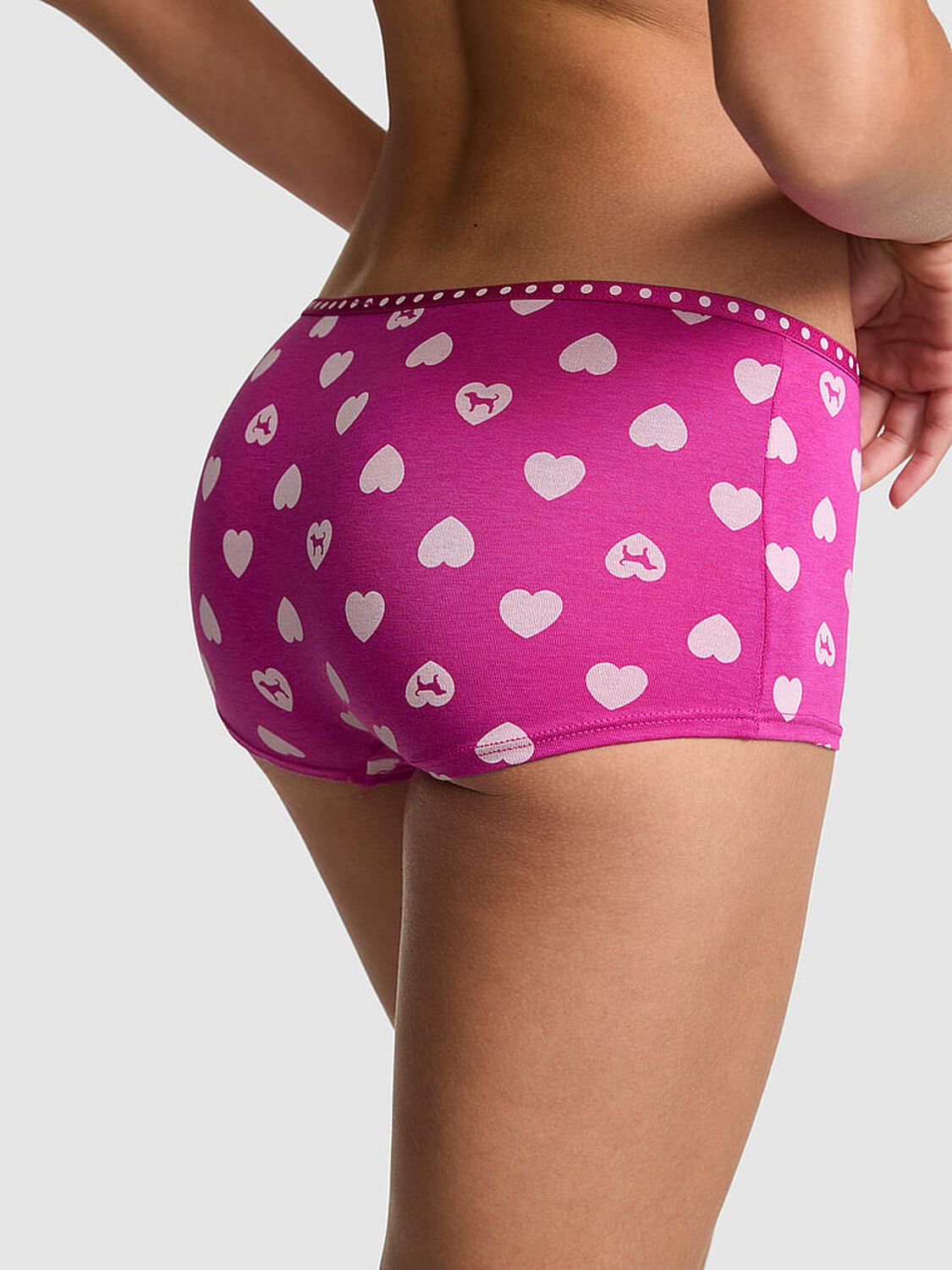 vs Pink Logo Boyshort Panty Pink Fire Heart & Dog 2 of 3 