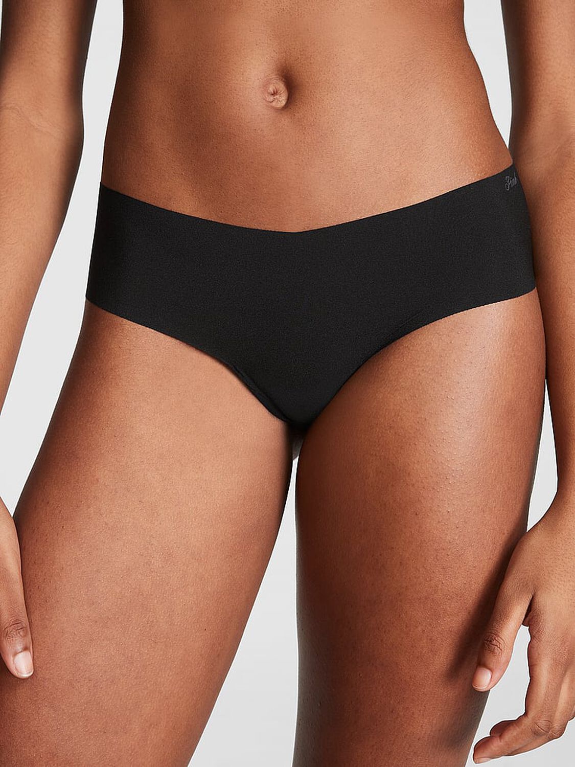 vs Pink No-Show Cheeky Panty Pure Black 1 of 3 