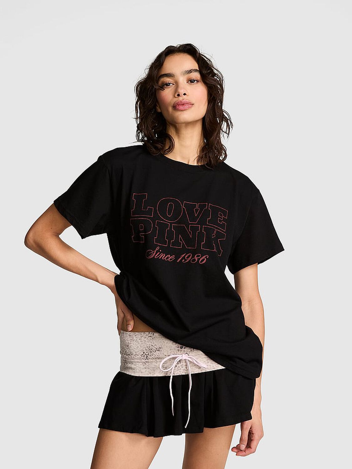 vs Pink Campus Cotton&trade; Tee Pure Black 1 of 4 