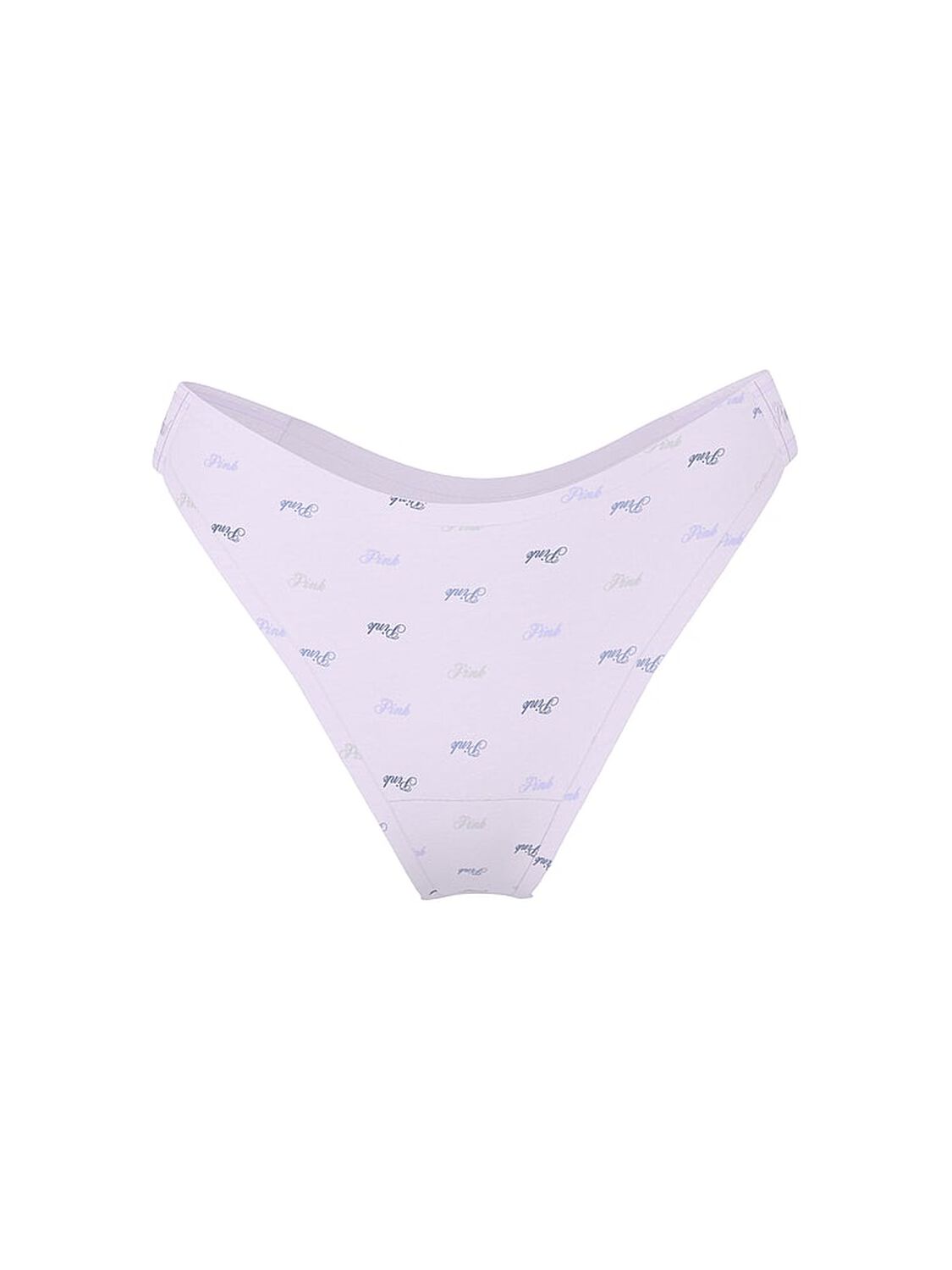 vs Pink Logo Cotton High-Leg Thong Panty Purple Whisper Script Pink Print 3 of 3 
