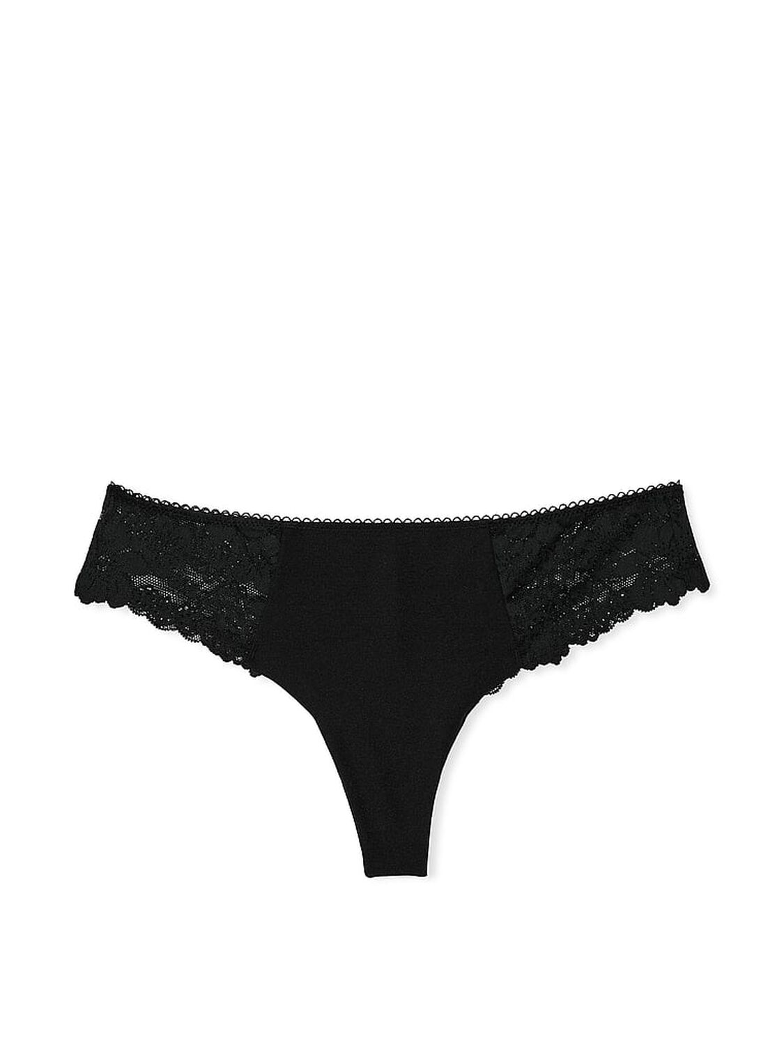 vs Pink No-Show Thong Panty Pure Black 3 of 3 