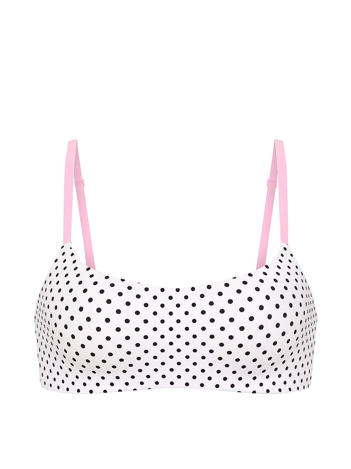 vs Pink Marshmallow Lightly Lined Wireless Comfy Bra White & Black Dot Print 3 of 3 