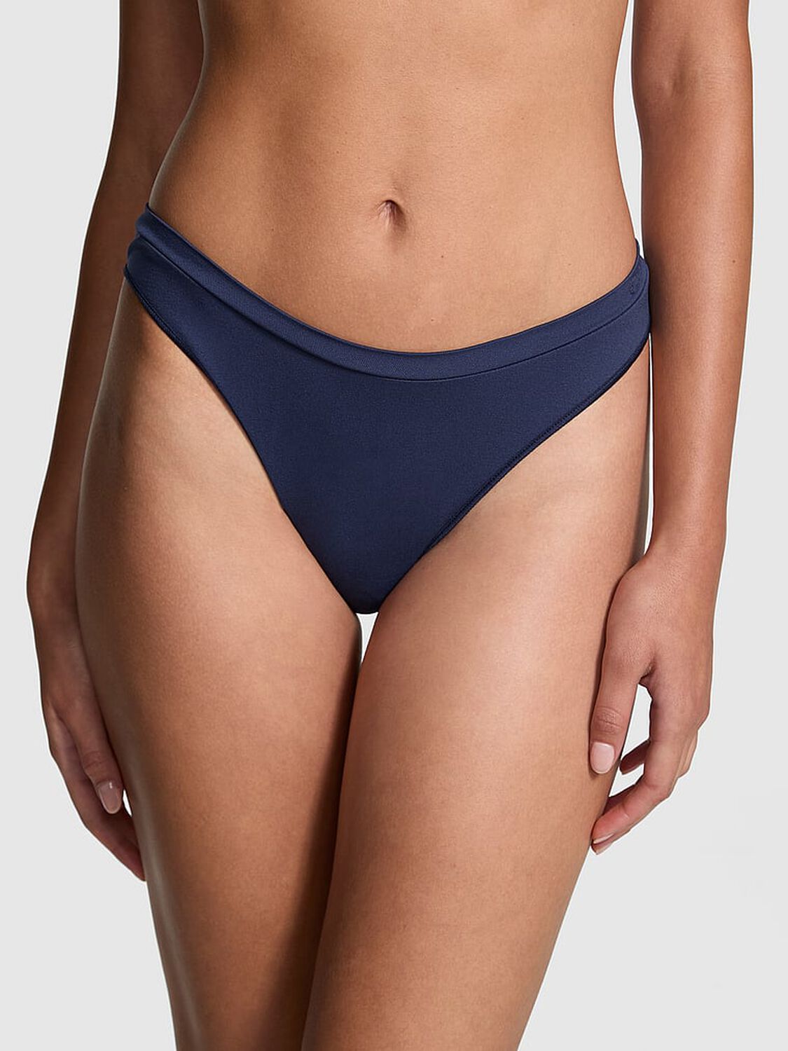vs Pink Seamless High-Leg Thong Panty Midnight Navy 1 of 3 