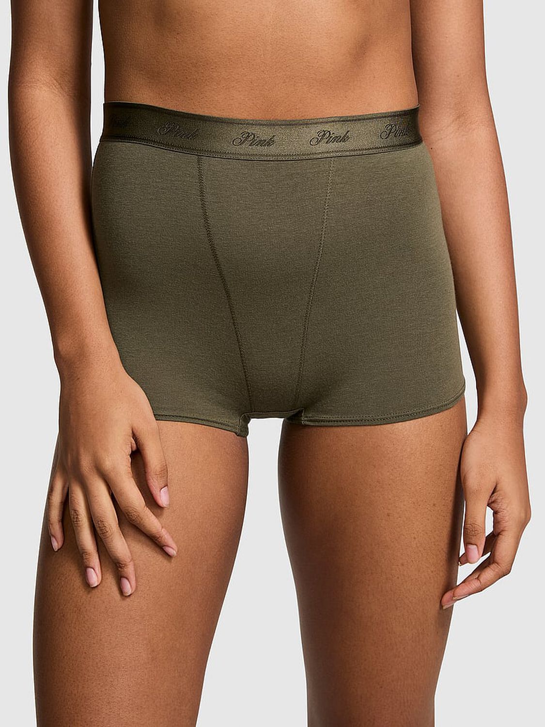 vs Pink Logo Cotton High-Waist Boyshort Panty 1 of 3 