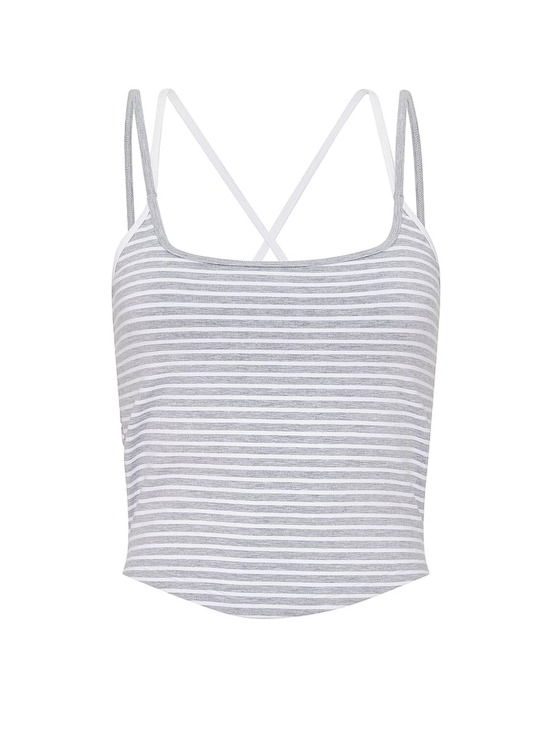 vs Pink All-Day Cotton&trade; Strappy Tank Top Grey And White Stripe 3 of 3 
