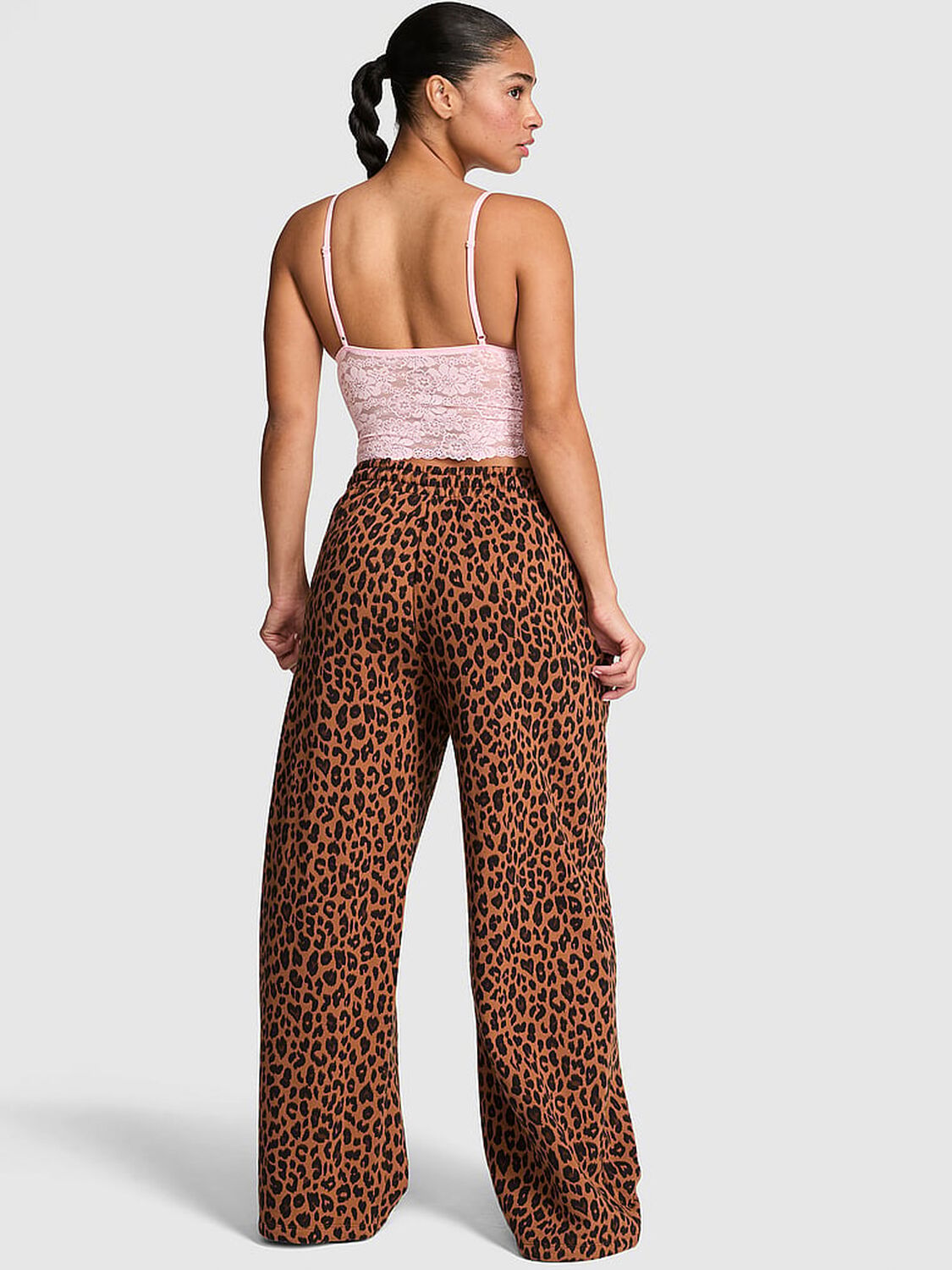 vs Pink Campus Fleece&trade; Adjustable-Cinch Sweatpants Leopard 2 of 3 