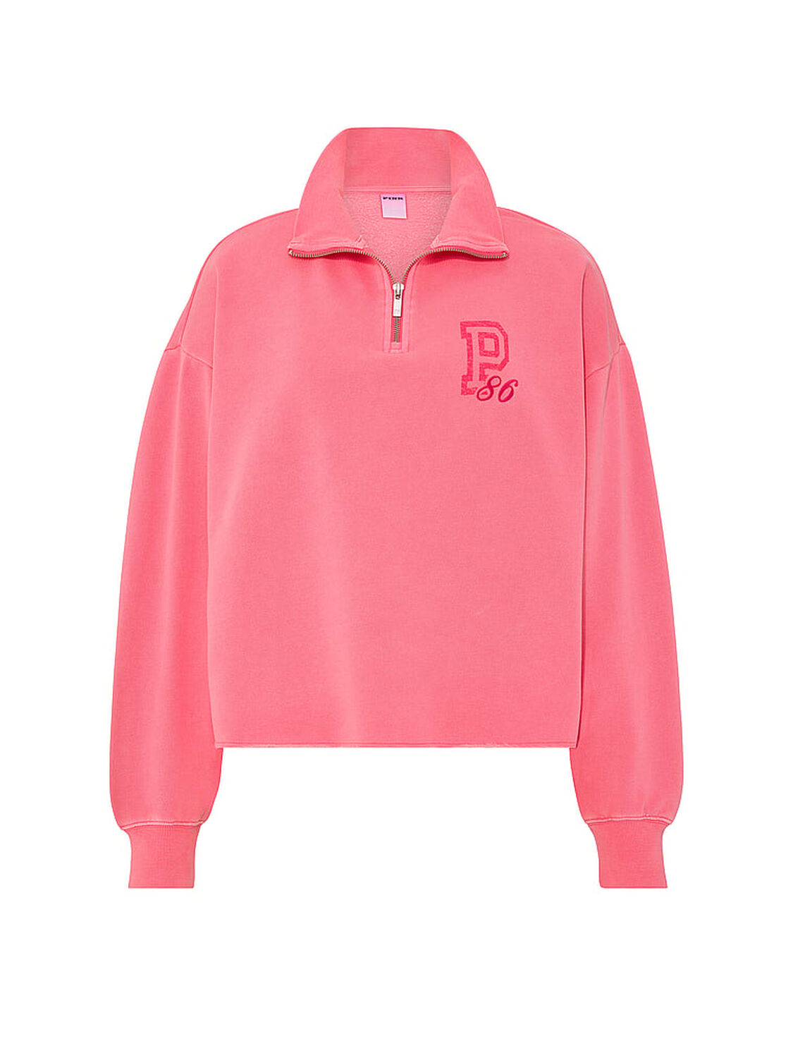 vs Pink Campus Fleece&trade; Quarter-Zip Straight-Cut Sweatshirt Vivid Pink 3 of 3 
