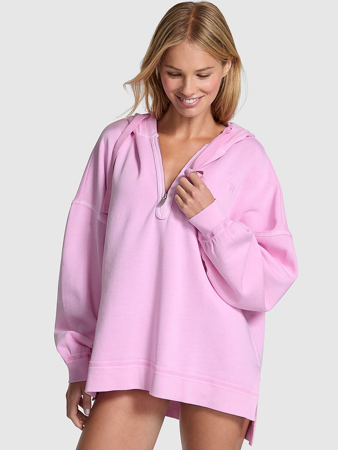 vs Pink Ivy Fleece Tunic Hoodie Hushed Lilac 1 of 3 