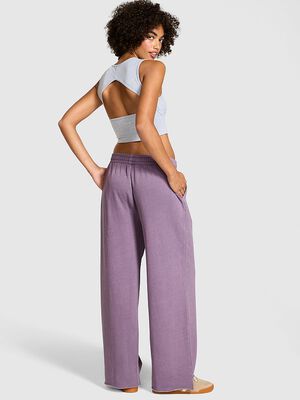 Ivy Fleece Wide-Leg Split-Hem Sweatpants