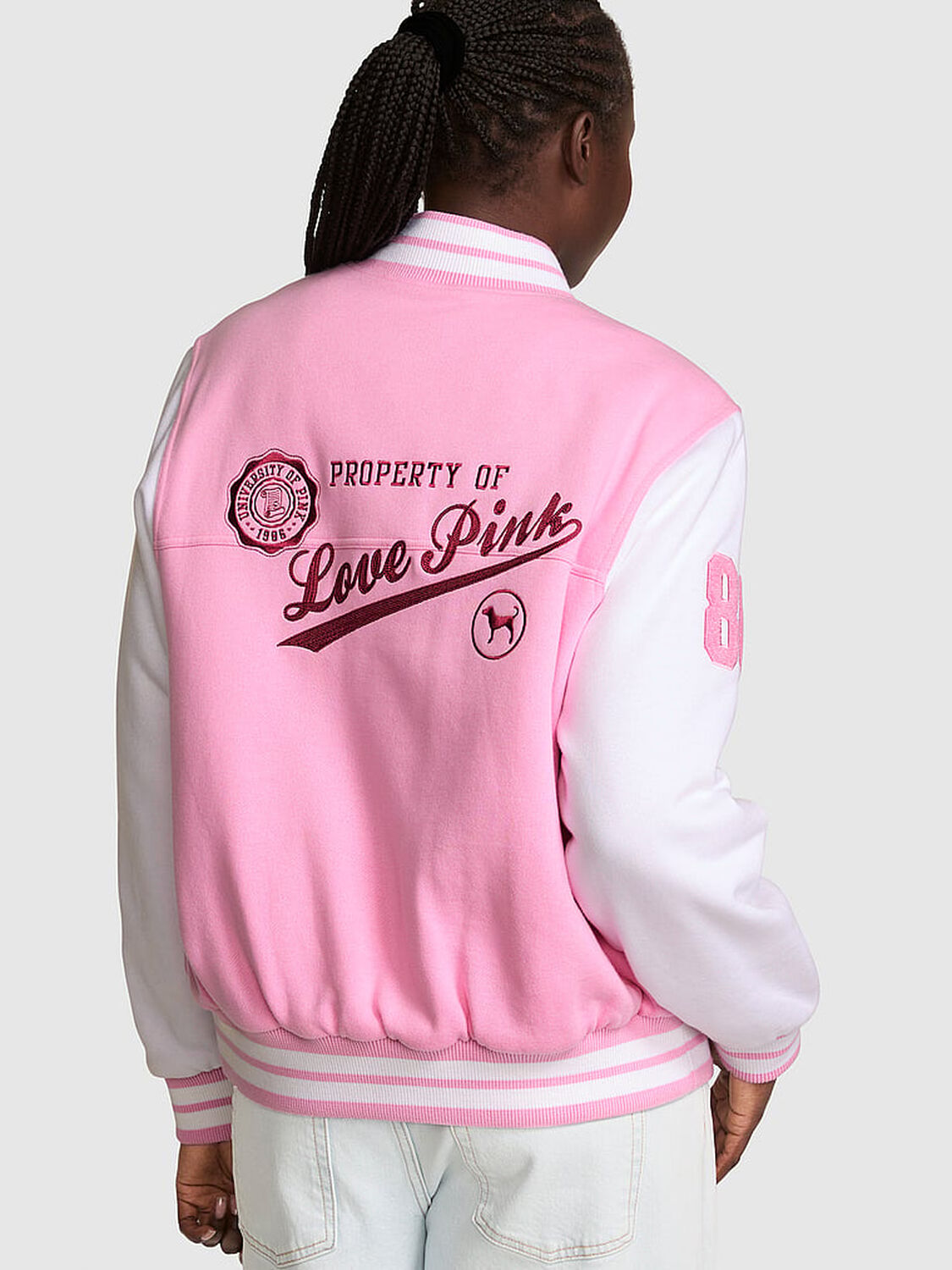 vs Pink Varsity Bomber Jacket Pink Lollipop 2 of 4 