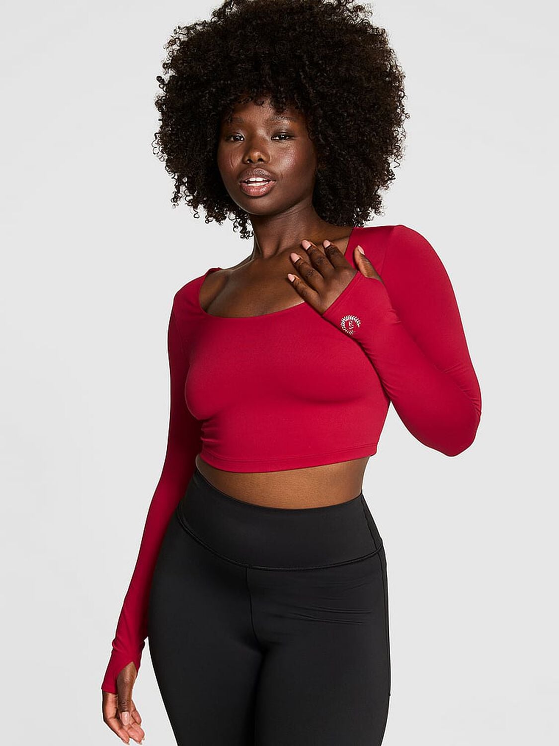 pink Pink Relay Scoop Long-Sleeve Top Red Lacquer 1 of 3 