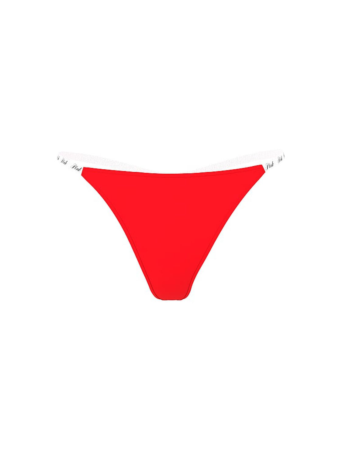 vs Pink Logo Cotton Scoop Thong Panty Bright Vermillion 3 of 3 