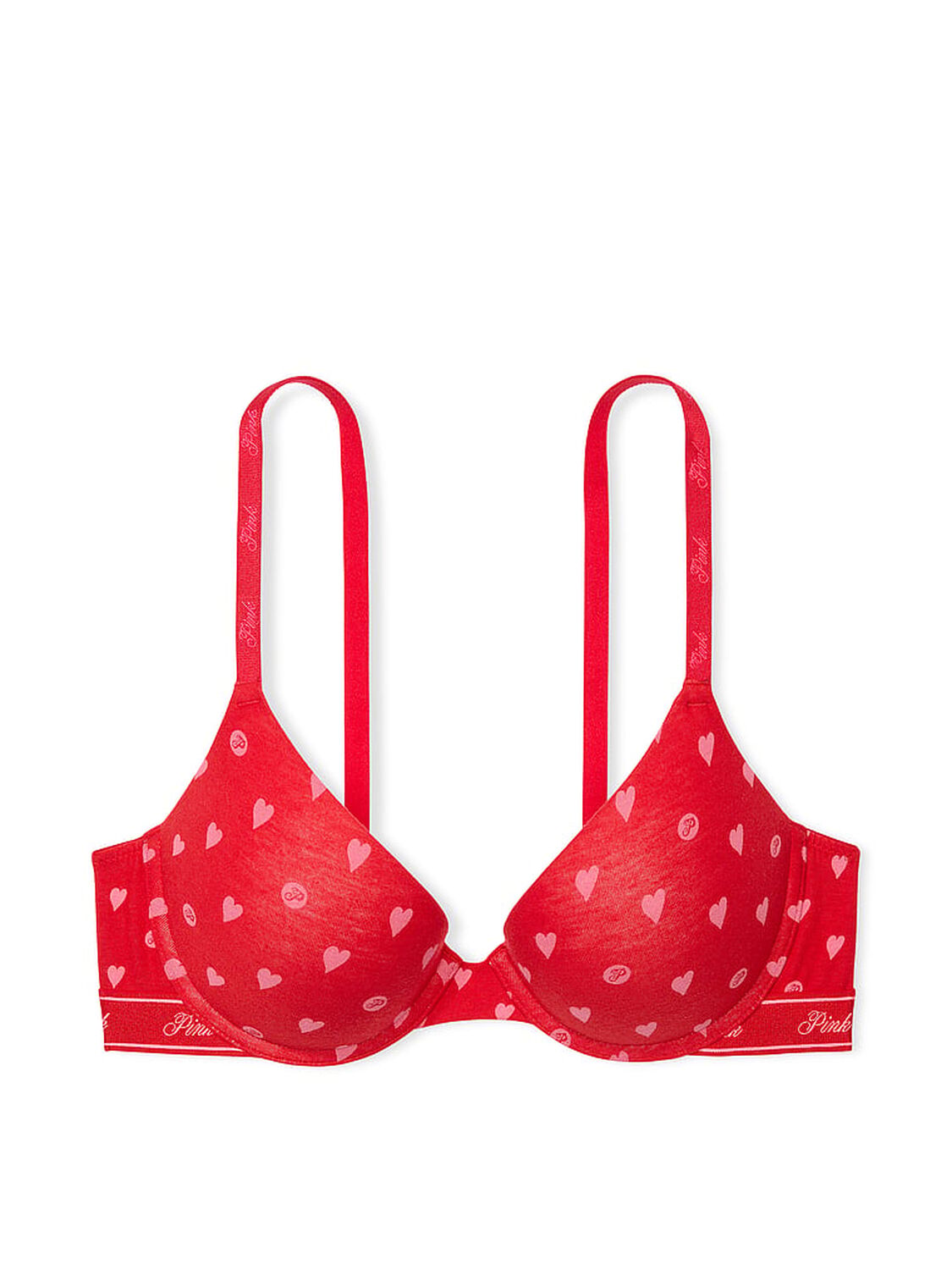 vs Pink Wear Everywhere Wear Everywhere Push-Up Bra Red Heart Dot Print 1 of 3 