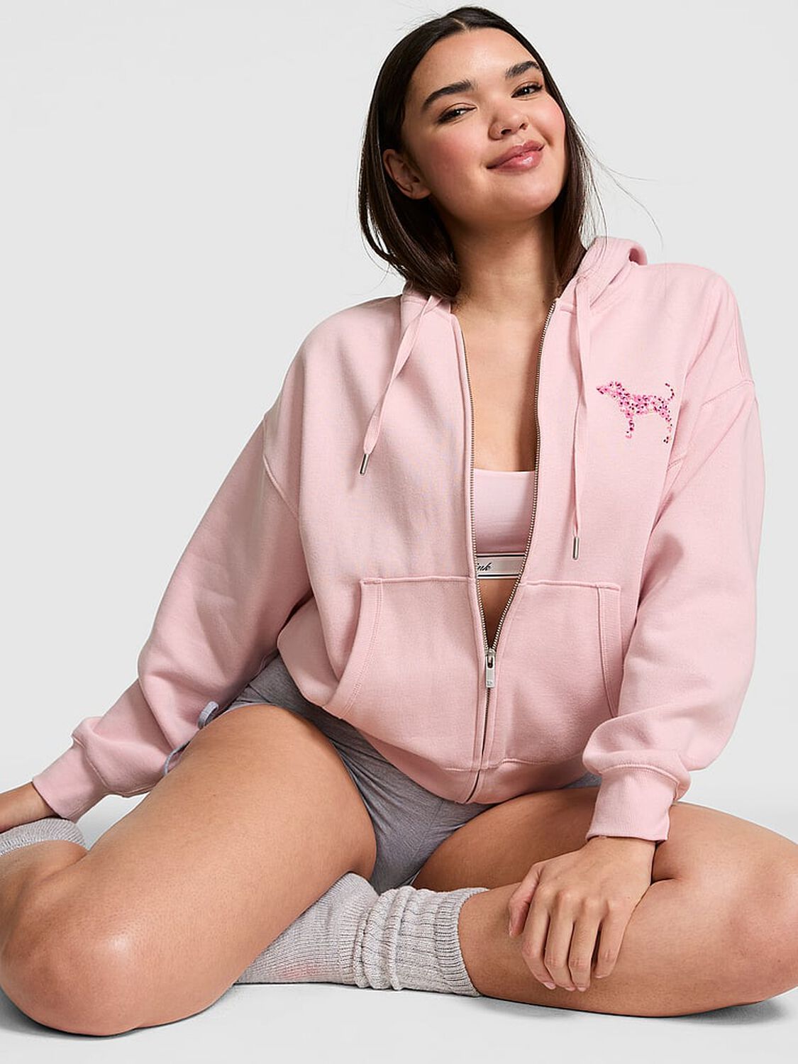 vs Pink Campus Fleece&trade; Full-Zip Hoodie Dollhouse Boho 1 of 3 
