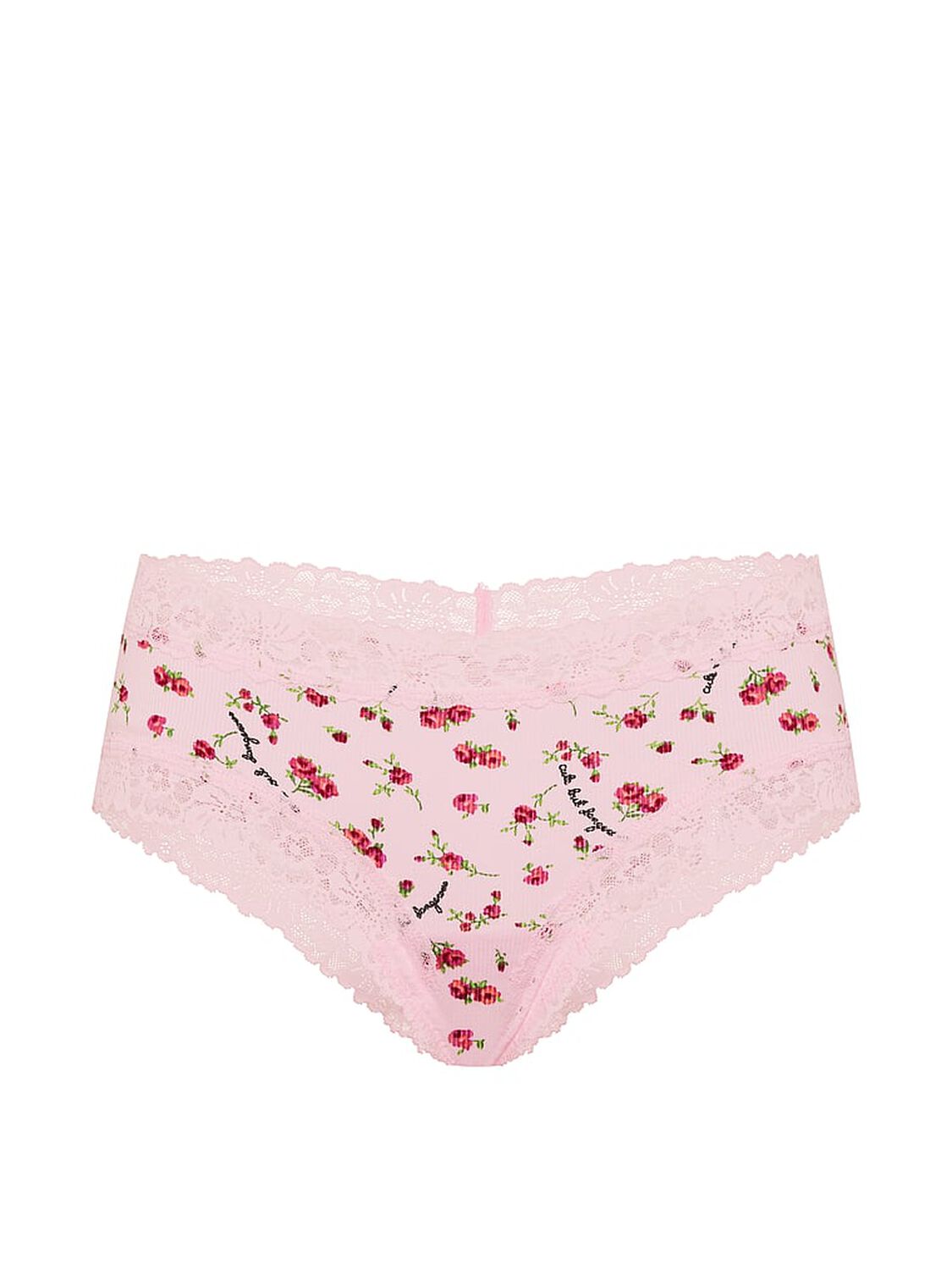 vs Pink PINK Wink&trade; Lace-Trim Cotton Cheeky Panty Pink Tulip Cute But Dangerous Print 3 of 3 