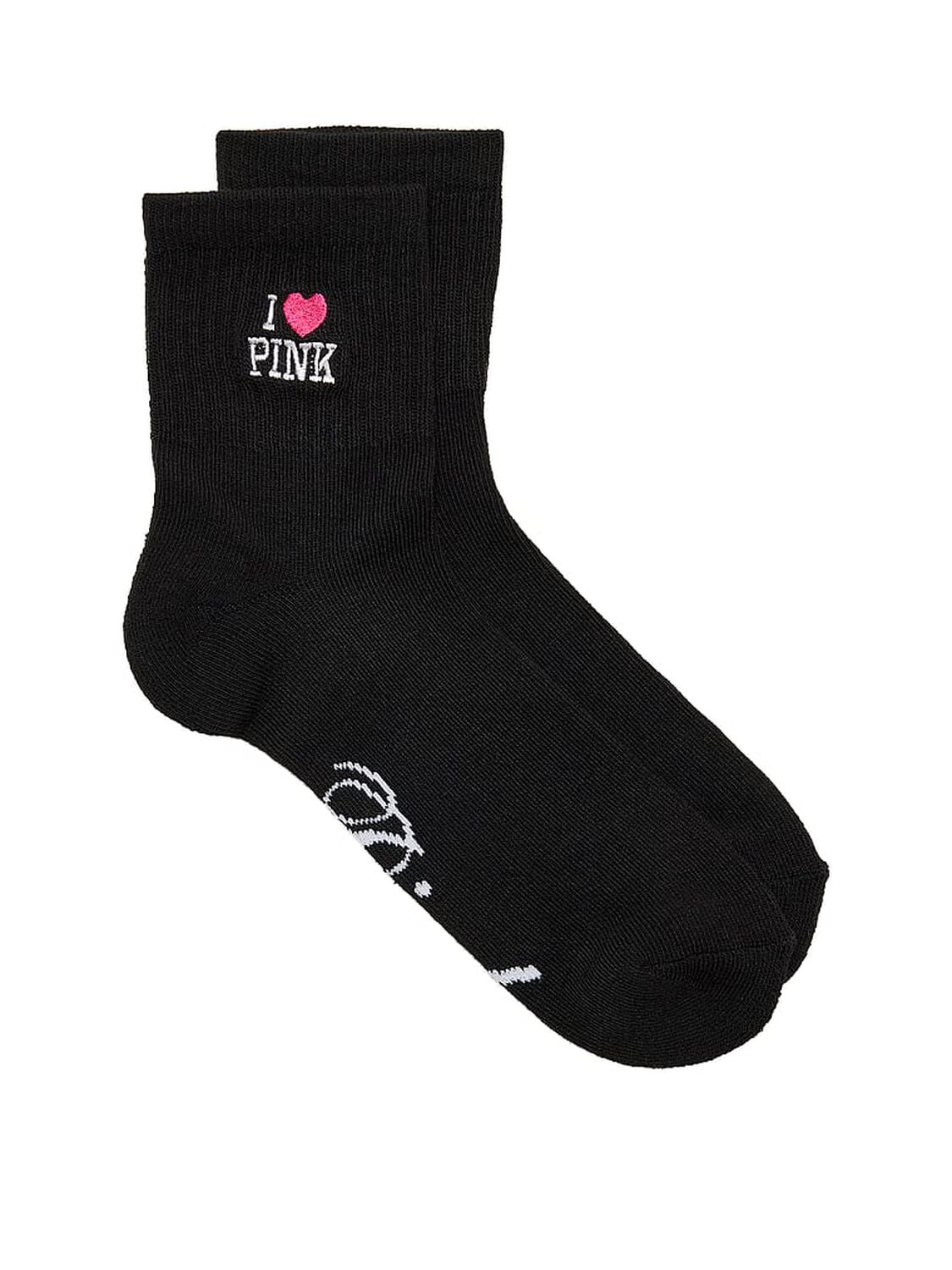 vs Pink 1-Pack Quarter Socks Black 1 of 2 