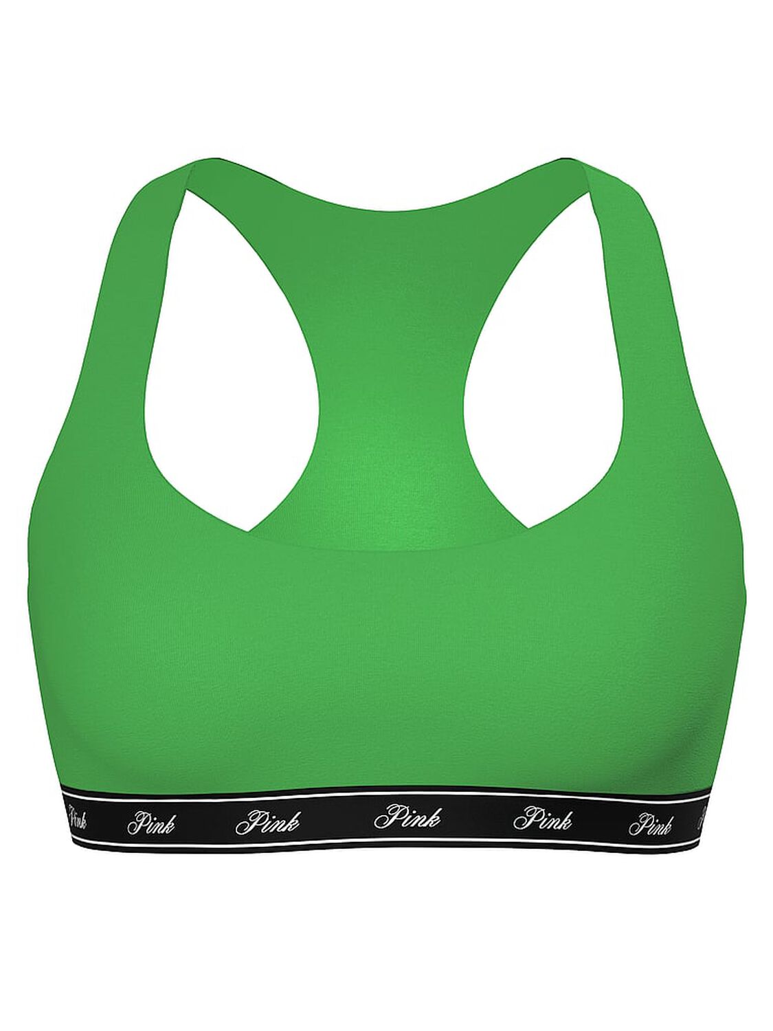 vs Pink Bralettes & Bra Tops Logo Cotton Racerback Bralette Wild Green 3 of 3 