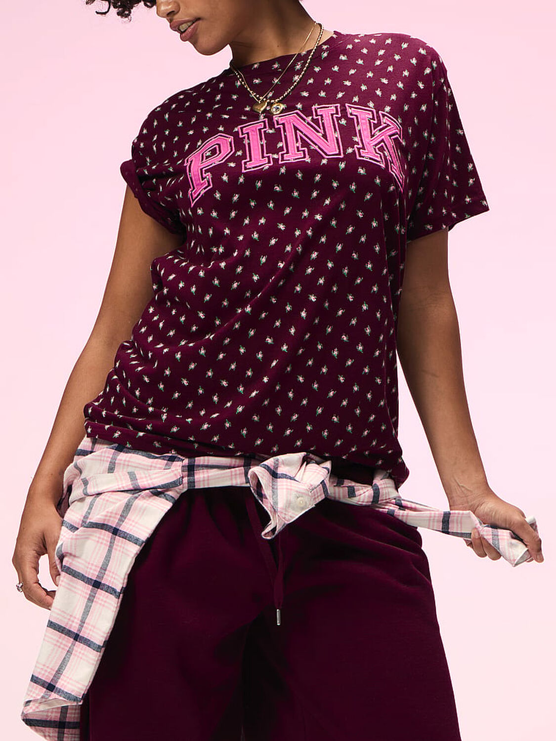 vs Pink Campus Cotton&trade; Tee Wild Rose Fresh Florals 4 of 4 