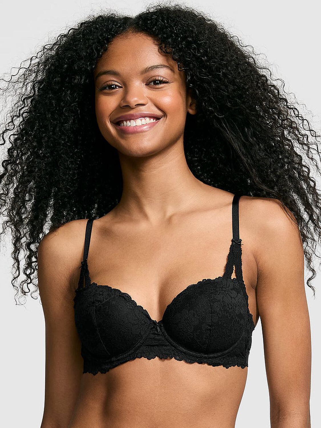 vs Pink Wink Wink Push-Up Balconette Bra Pure Black 2 of 3 