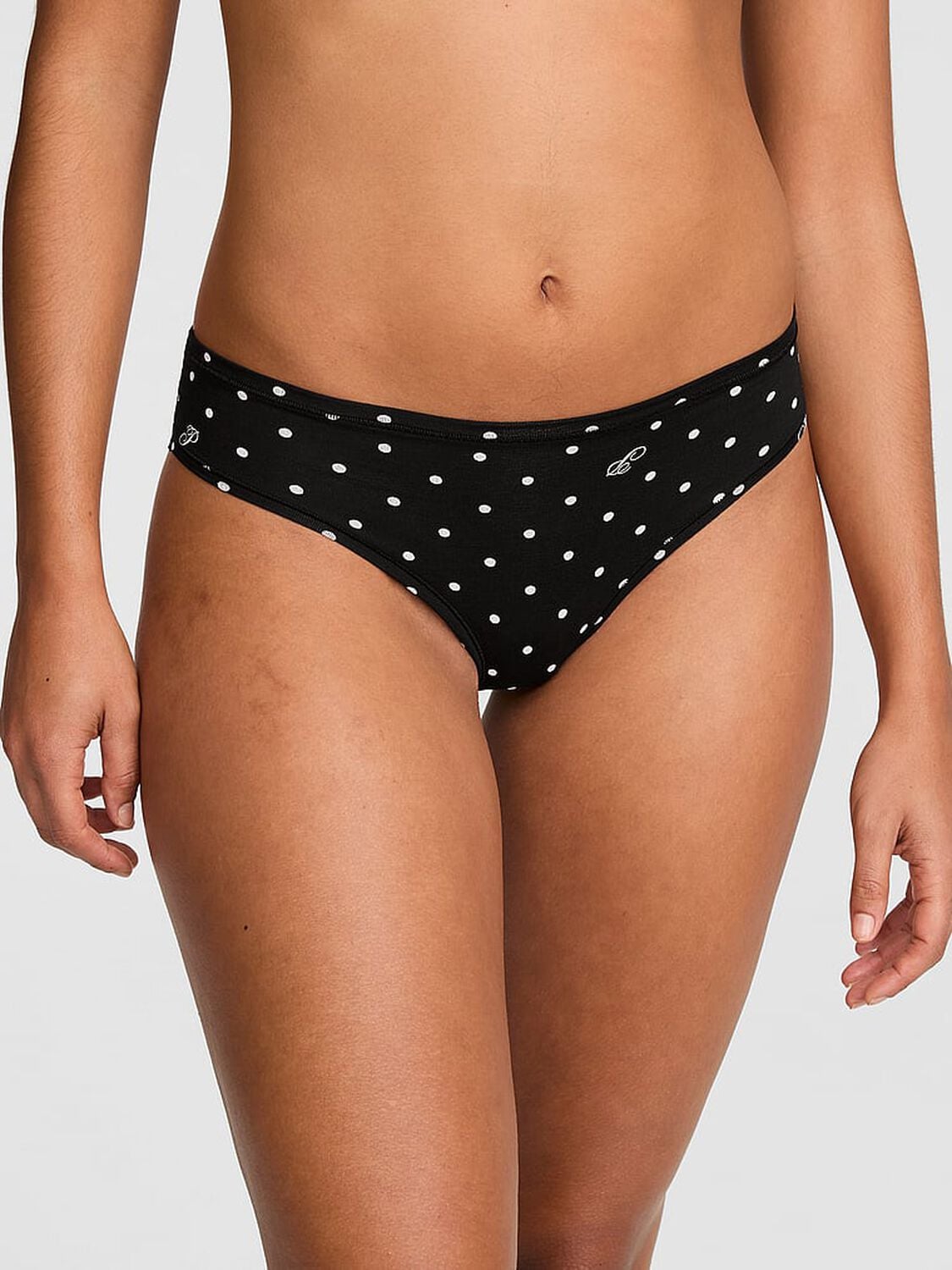 vs Pink Cotton Cheeky Panty Black Dot P Script Print 1 of 2 