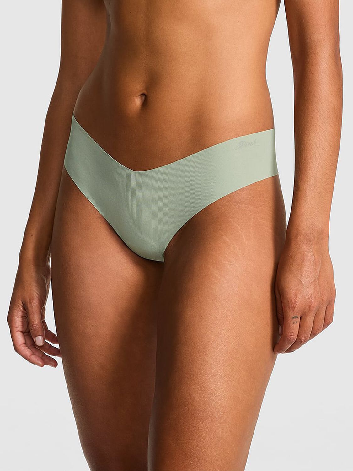 vs Pink No-Show Thong Panty Green Garden 1 of 2 