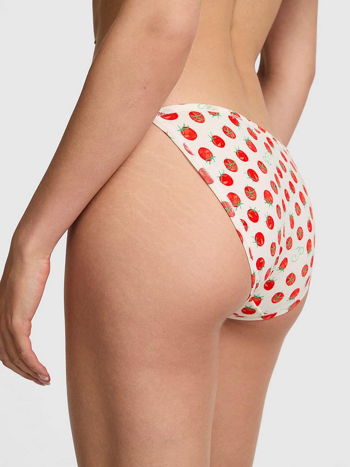 vs Pink Cotton String Bikini Panty White Shell Tomato Print 2 of 3 