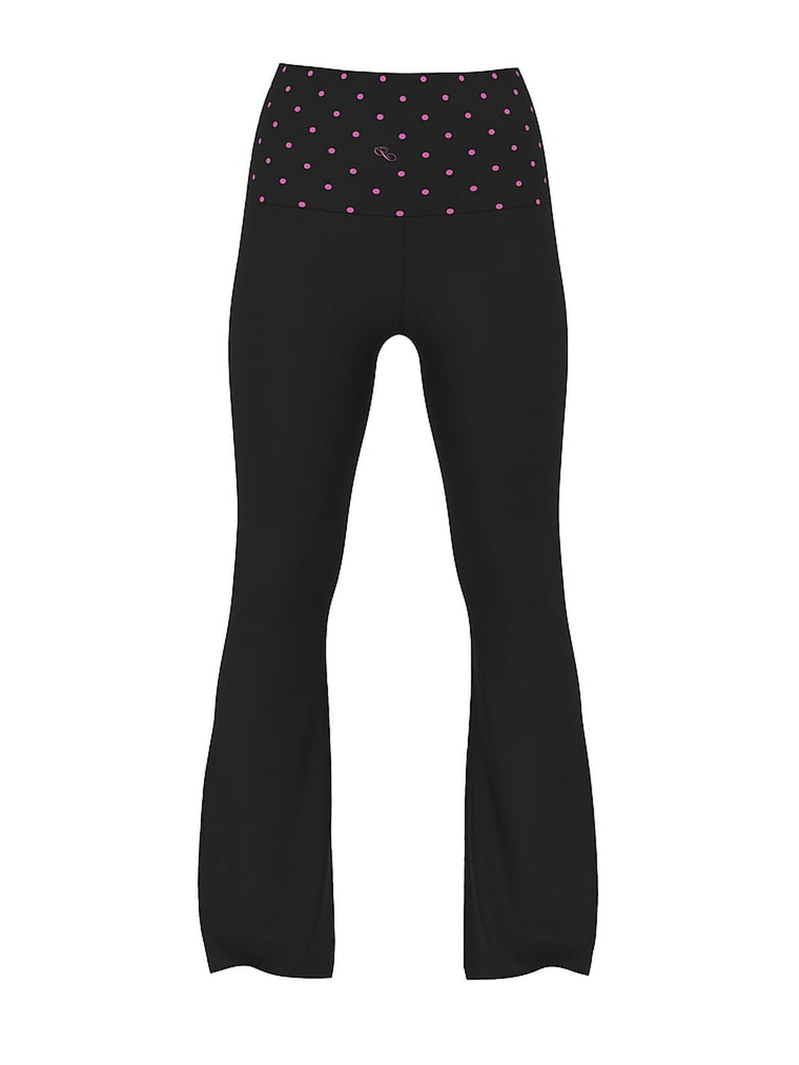 vs Pink All-Day Cotton&trade; Foldover Flare Leggings Pure Black Polka Dot Print 3 of 3 