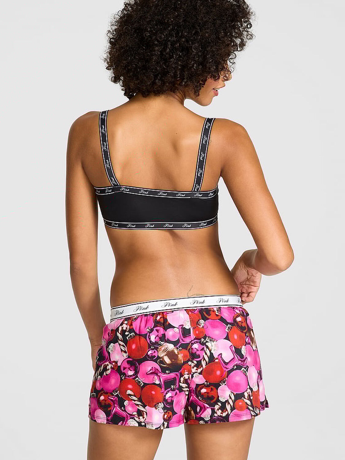 vs Pink Flannel Boxy Pajama Shorts Pink Fire Ornaments 2 of 3 