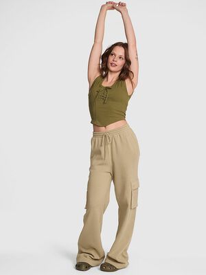 Ivy Fleece Wide-Leg Cargo Sweatpants
