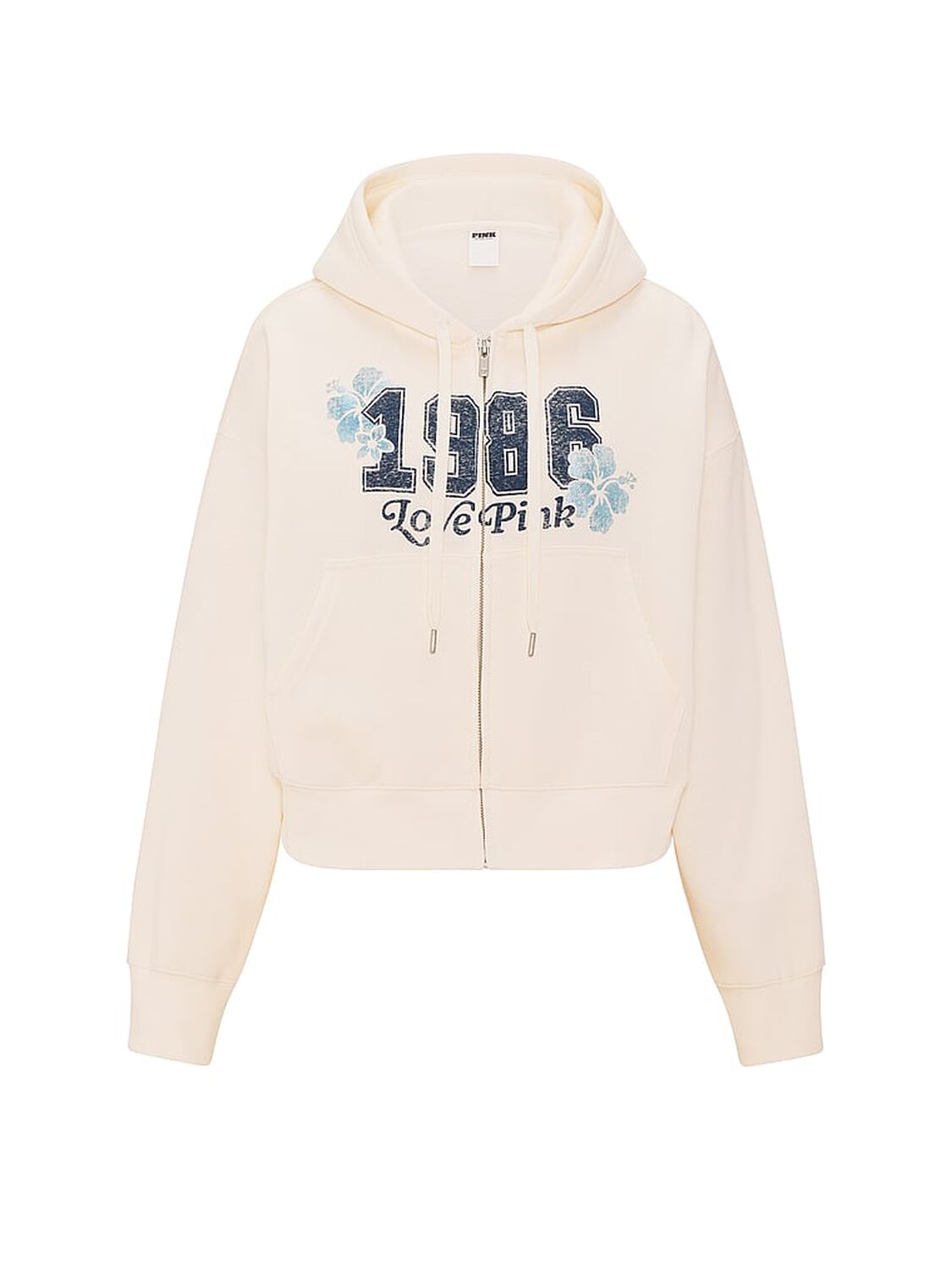 vs Pink Campus Fleece&trade; Shrunken Full-Zip Hoodie Winter White Sunset 3 of 3 
