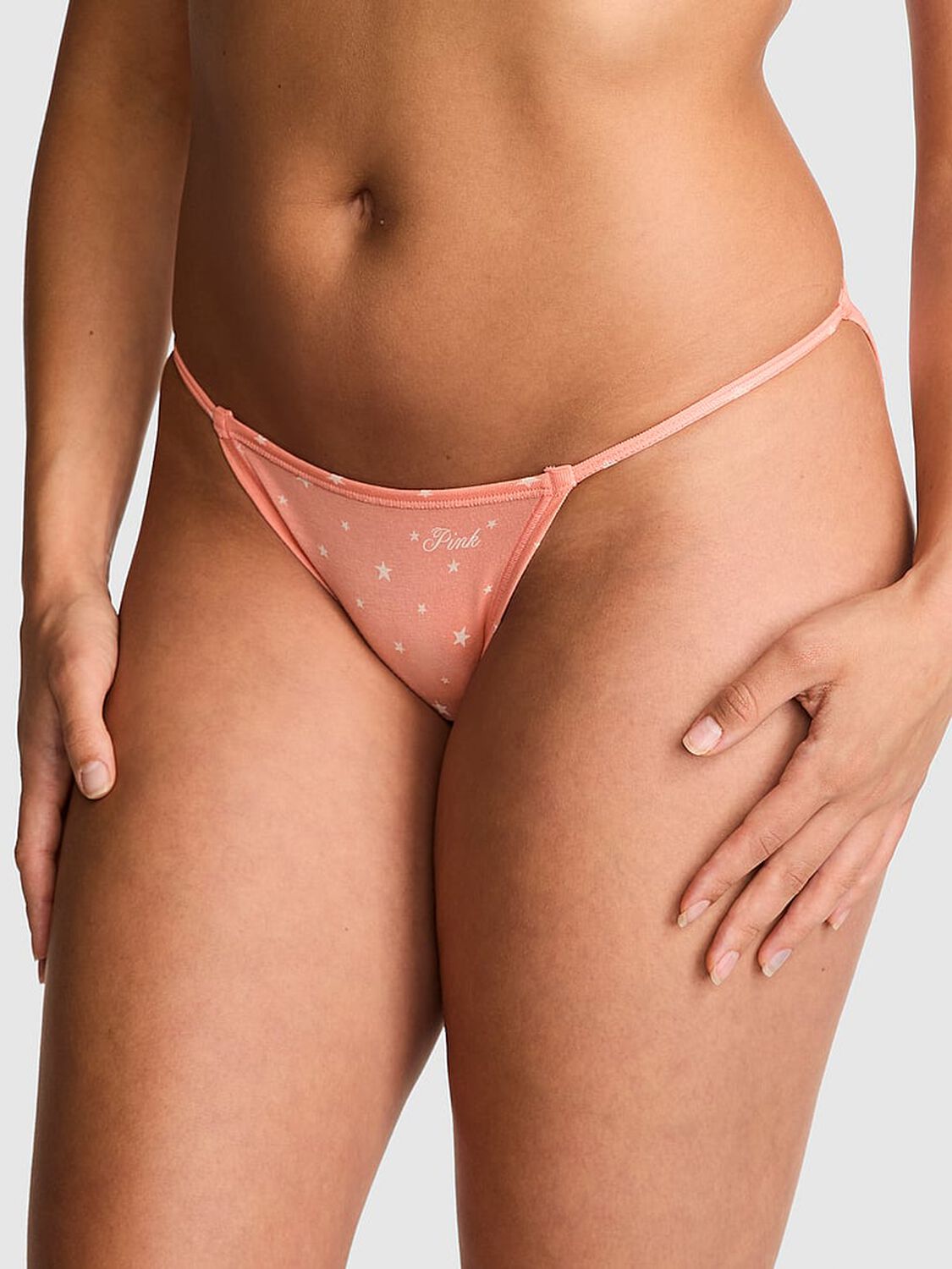 vs Pink Cotton String Bikini Panty Orange Hills Star Print 1 of 3 