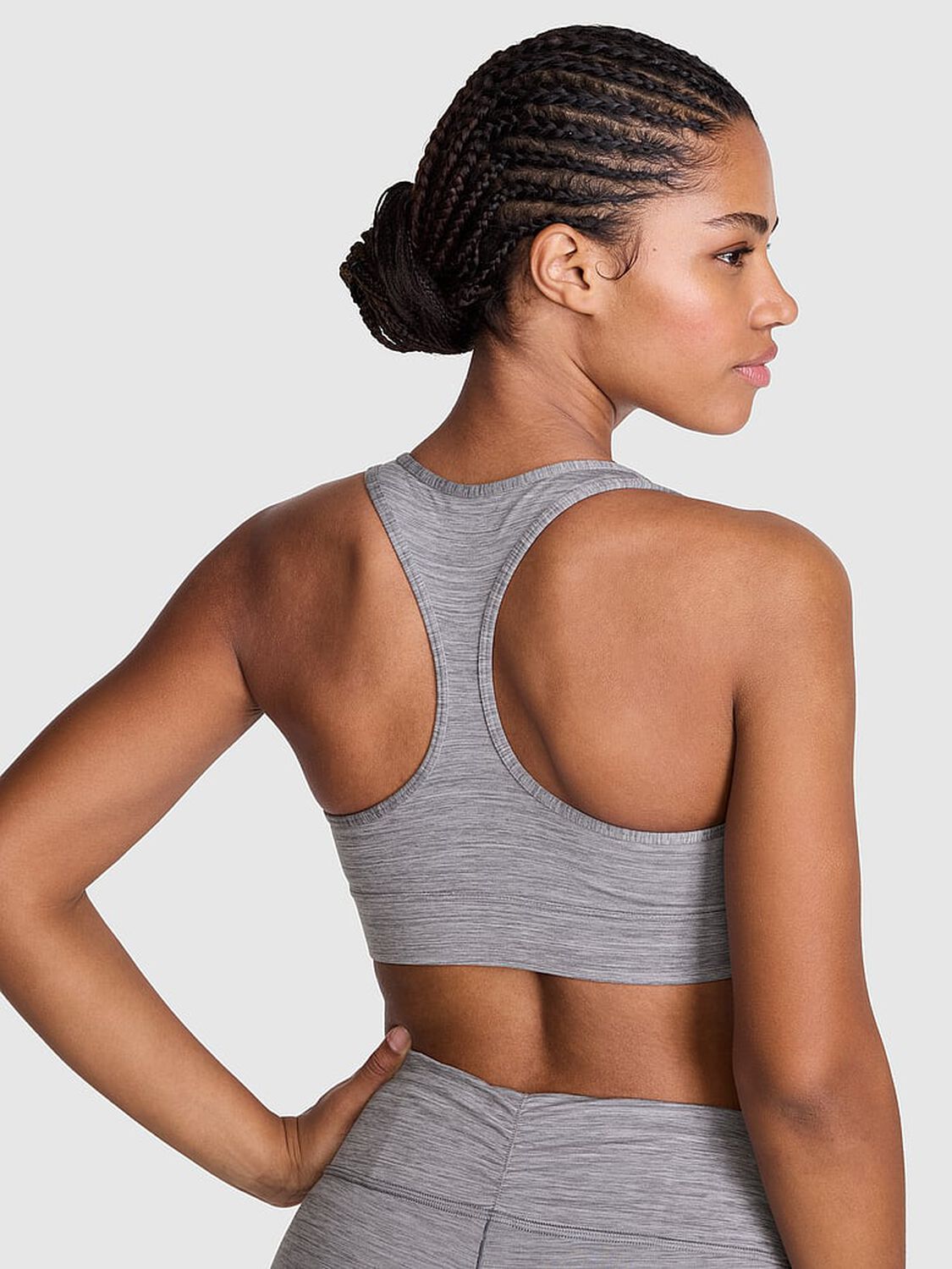 pink Pink PINK Relay&trade; Racerback Sports Bra Night Owl Grey Marl 2 of 3 