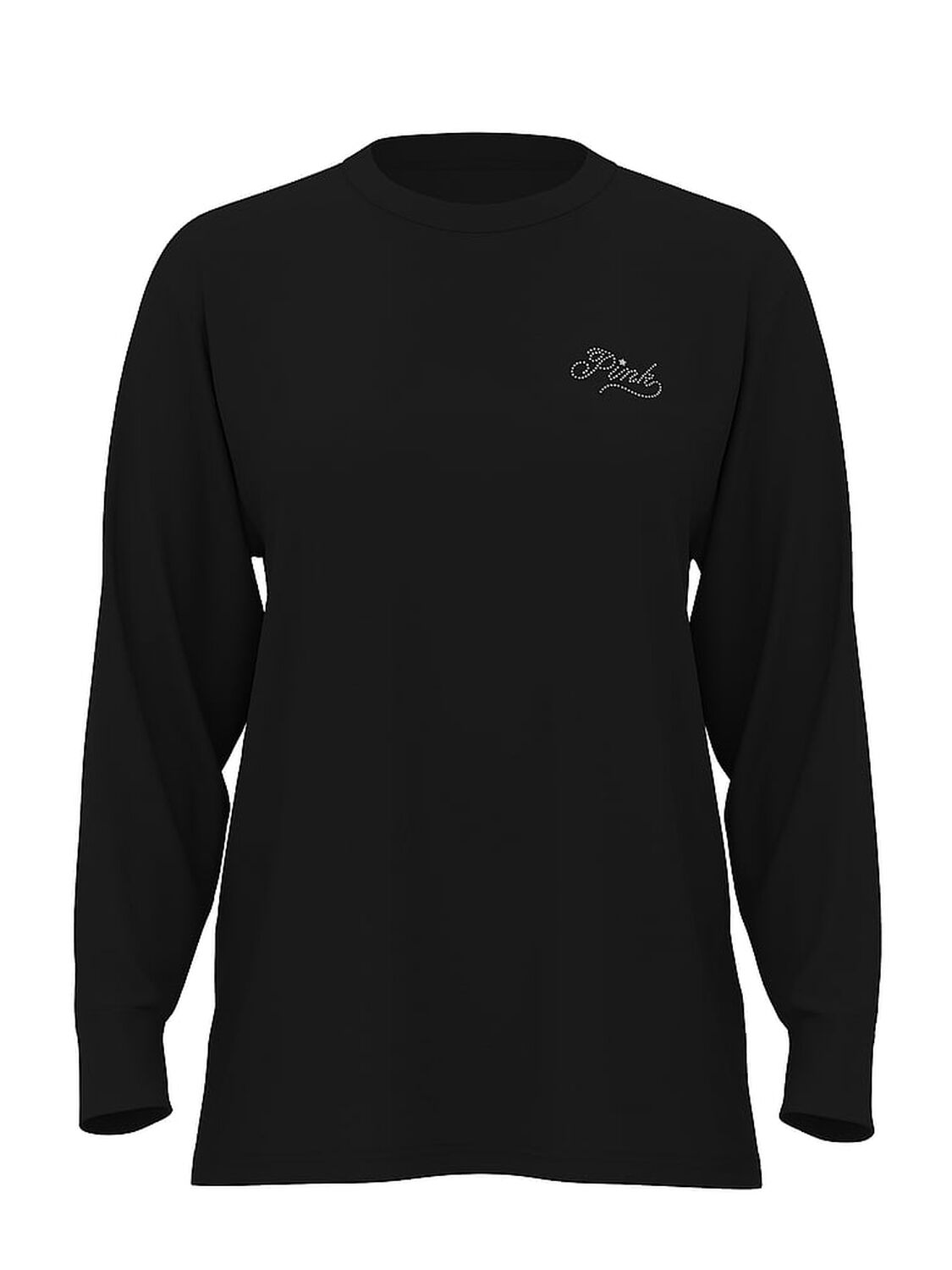 vs Pink Campus Cotton Long-Sleeve Tee Pure Black Ott Shine Capsule 3 of 3 