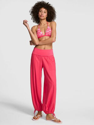 Foldover Linen Jogger Pants