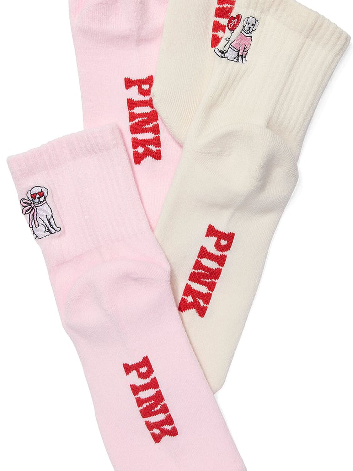 pink Pink 2-Pack Quarter Socks Pink Tulip Heart Eyes Dog/Winter White Heart Balloon Dog 2 of 2 