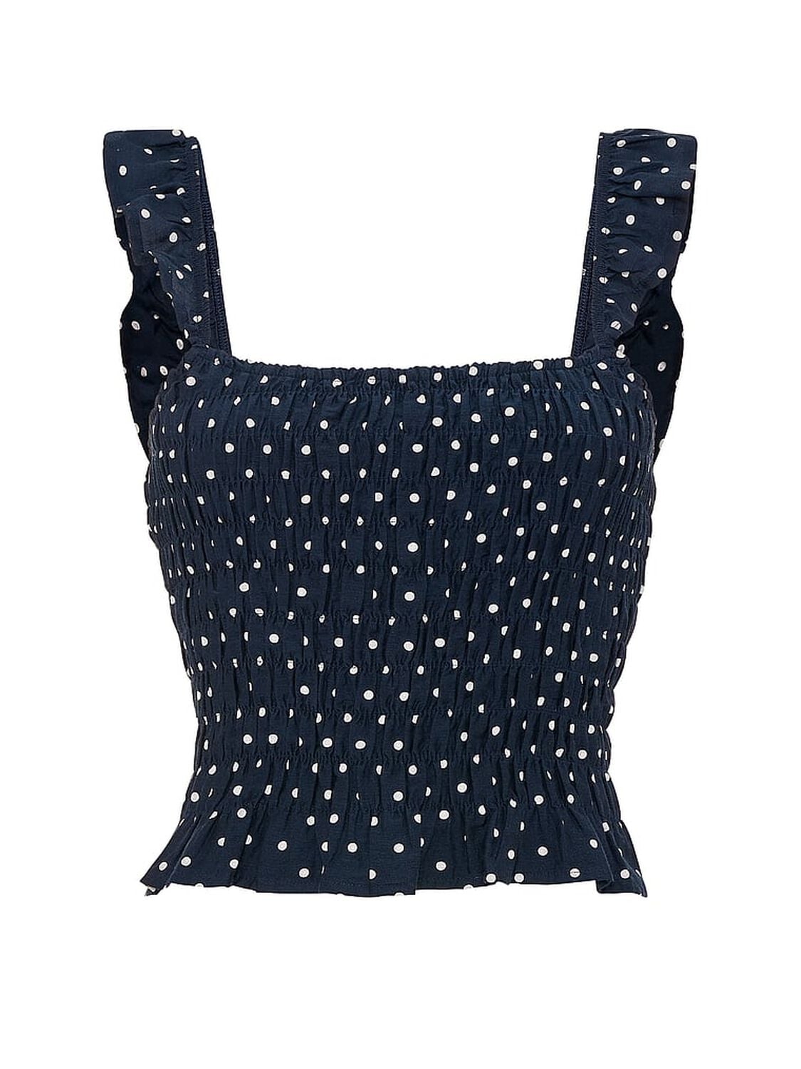 vs Pink Flirty Fit Smocked Tank Top Navy Dot 3 of 3 