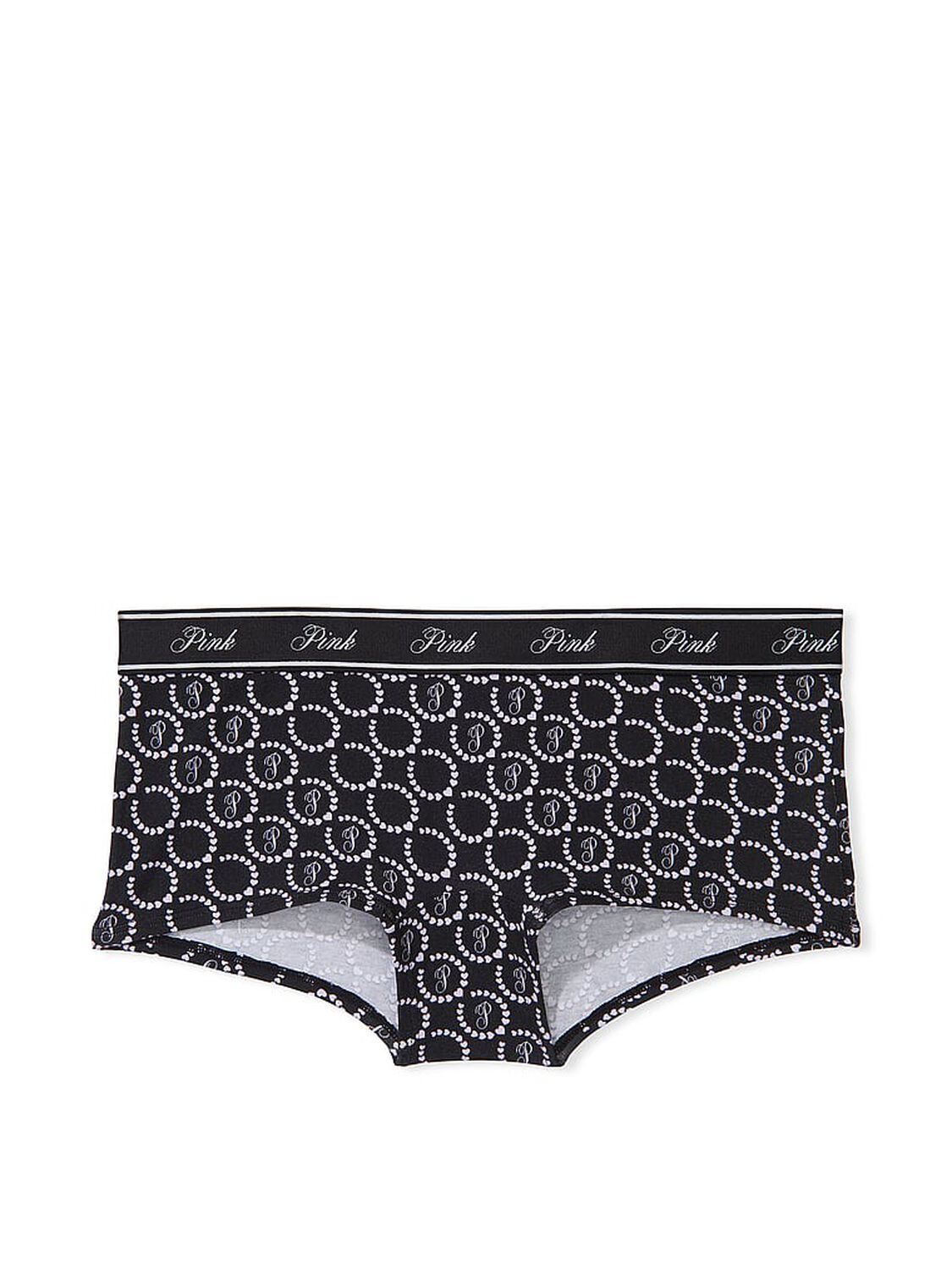 vs Pink Logo Cotton Boyshort Panty Pure Black Heart 3 of 3 
