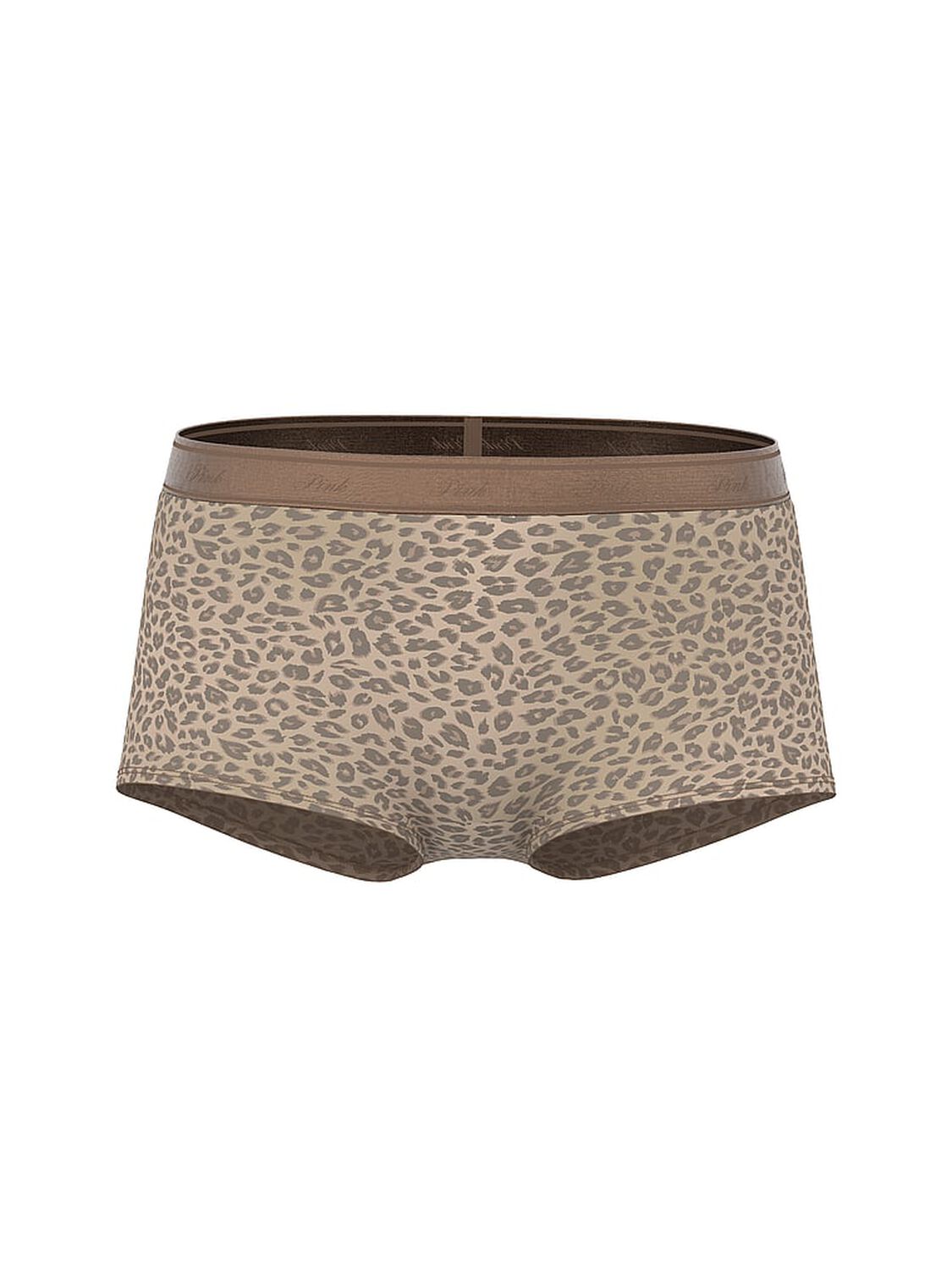 vs Pink Logo Cotton Boyshort Panty Birch Brown Leopard Print 3 of 4 