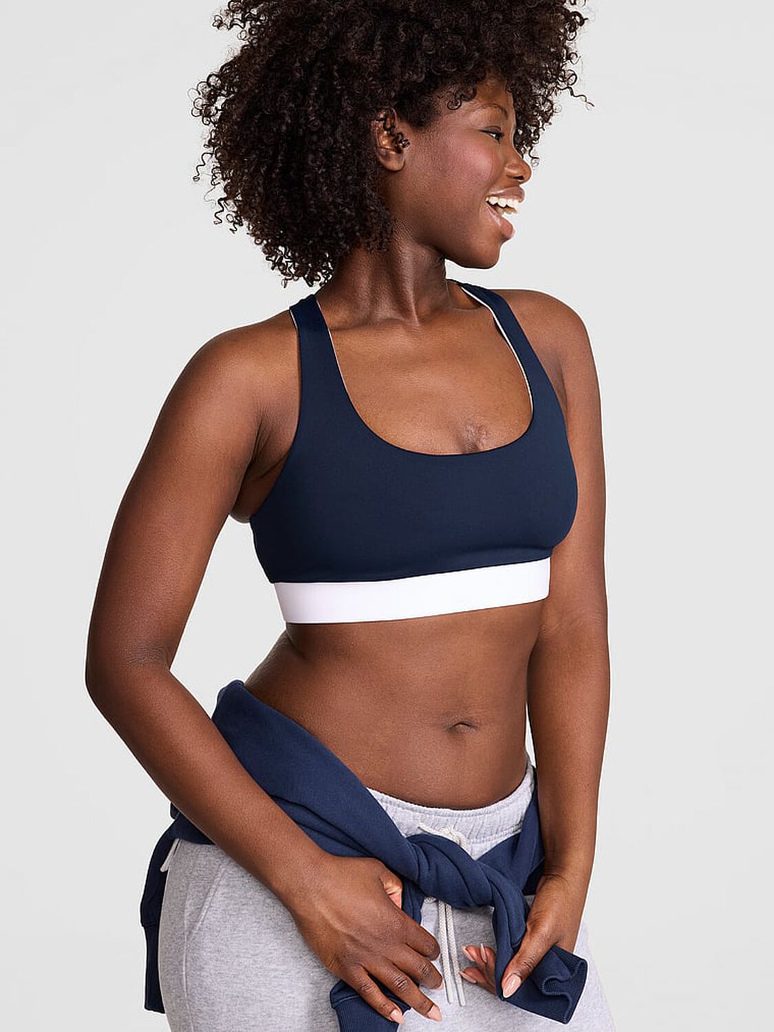 vs Pink PINK Relay&trade; Reversible Racerback Sports Bra Noir Navy 1 of 3 