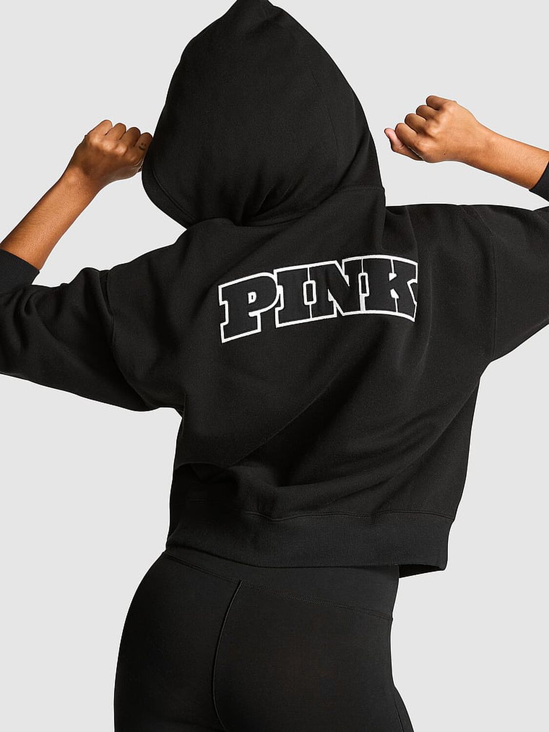vs Pink Ivy Fleece Campus Full-Zip Hoodie Pure Black 2 of 4 
