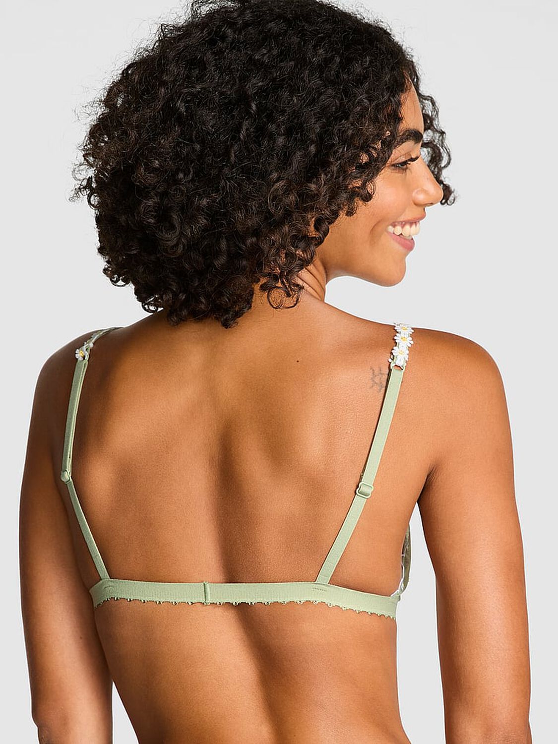 vs Pink Bralettes & Bra Tops Wink Triangle Bralette Green Garden 2 of 2 