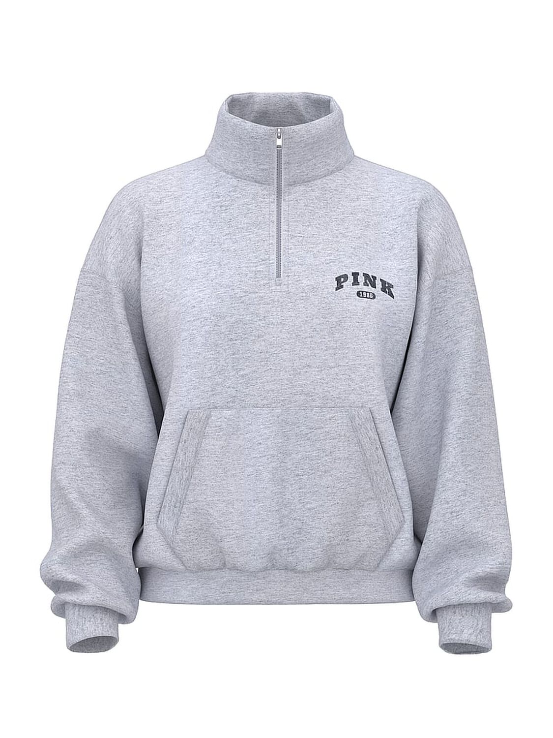 vs Pink Ivy Fleece Quarter-Zip Sweatshirt Medium Heather Grey 3 of 3 
