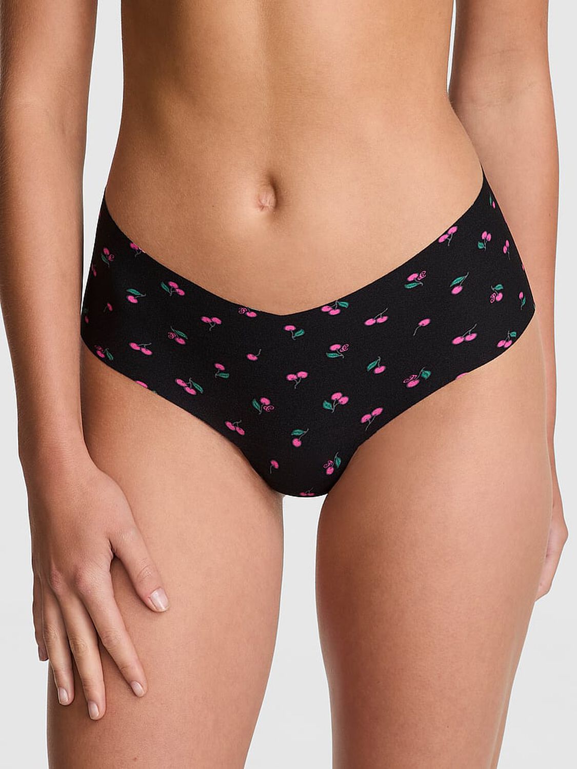vs Pink No-Show Cheeky Panty Black Cherry Print 1 of 3 