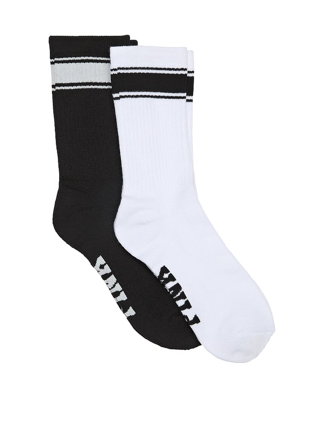 vs Pink 2-Pack Crew Socks White/Black 1 of 1 