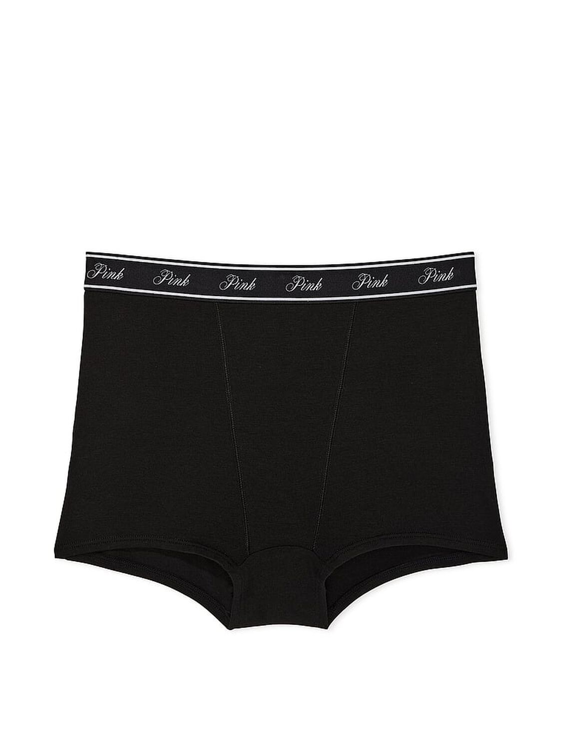 vs Pink Logo Cotton High-Waist Boyshort Panty Pure Black 3 of 4 
