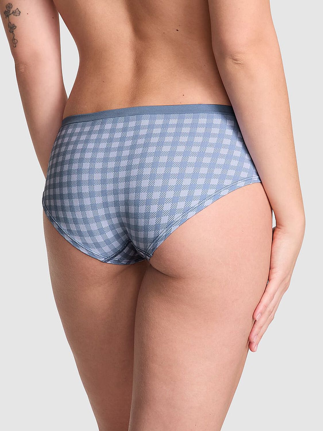 vs Pink Seamless Hiphugger Panty Dusty Iris Gingham Print 2 of 4 
