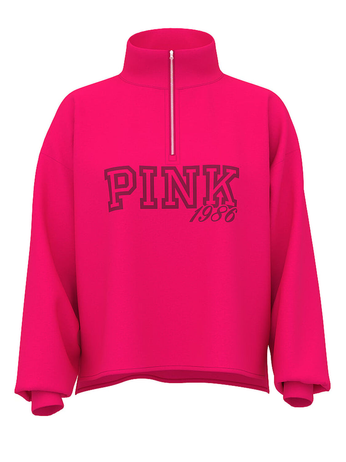 vs Pink Campus Fleece&trade; Quarter-Zip Straight-Cut Sweatshirt Hot Stuff 3 of 3 
