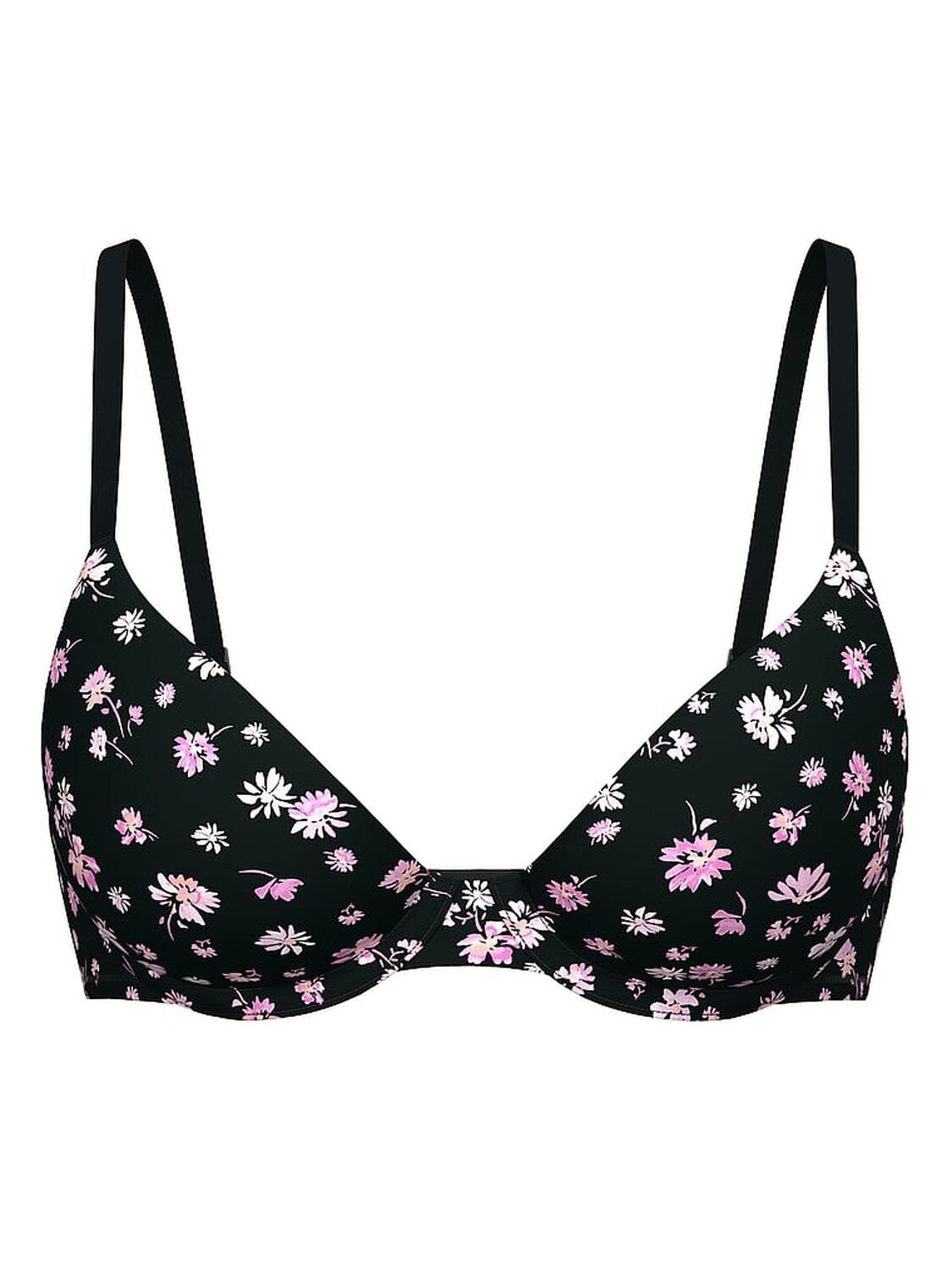 vs Pink Wear Everywhere Wear Everywhere Push-Up Bra Black Ground Floral Print 2 of 2 
