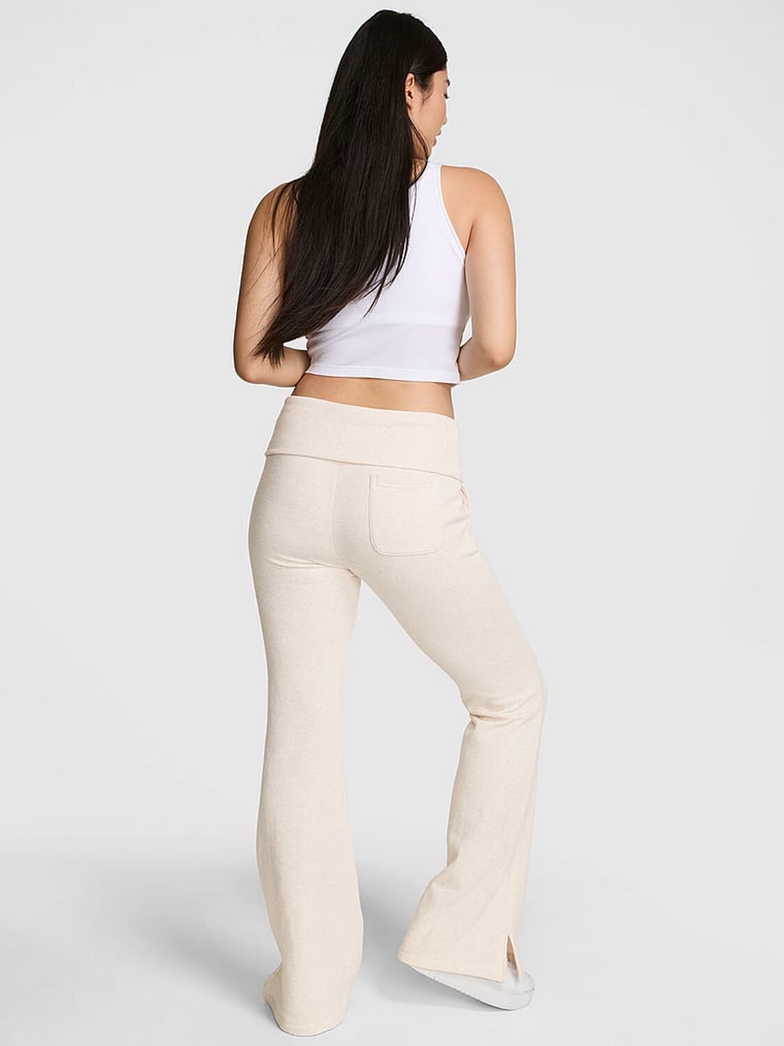 vs Pink Ivy Fleece Foldover Flare Sweatpants Vs Natural Heather 2 of 3 